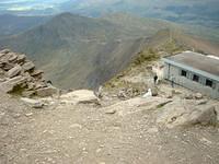 Some birds and the cafe at the top